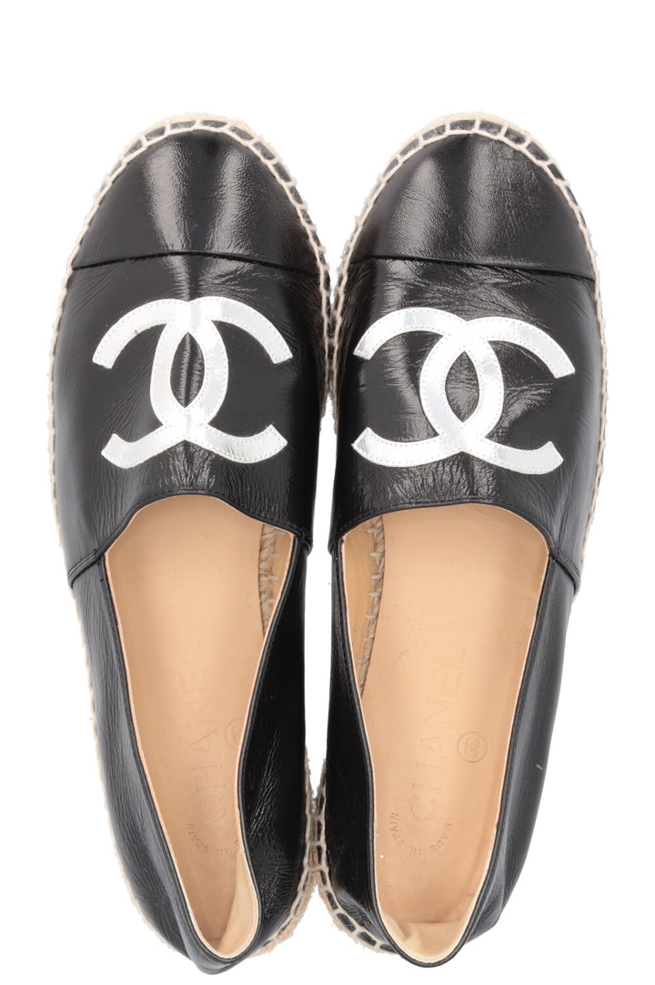 CHANEL CC Espadrilles Patent Black