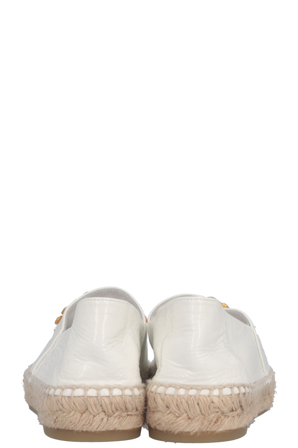 CHANEL Crystals Espadrilles Patent Black White