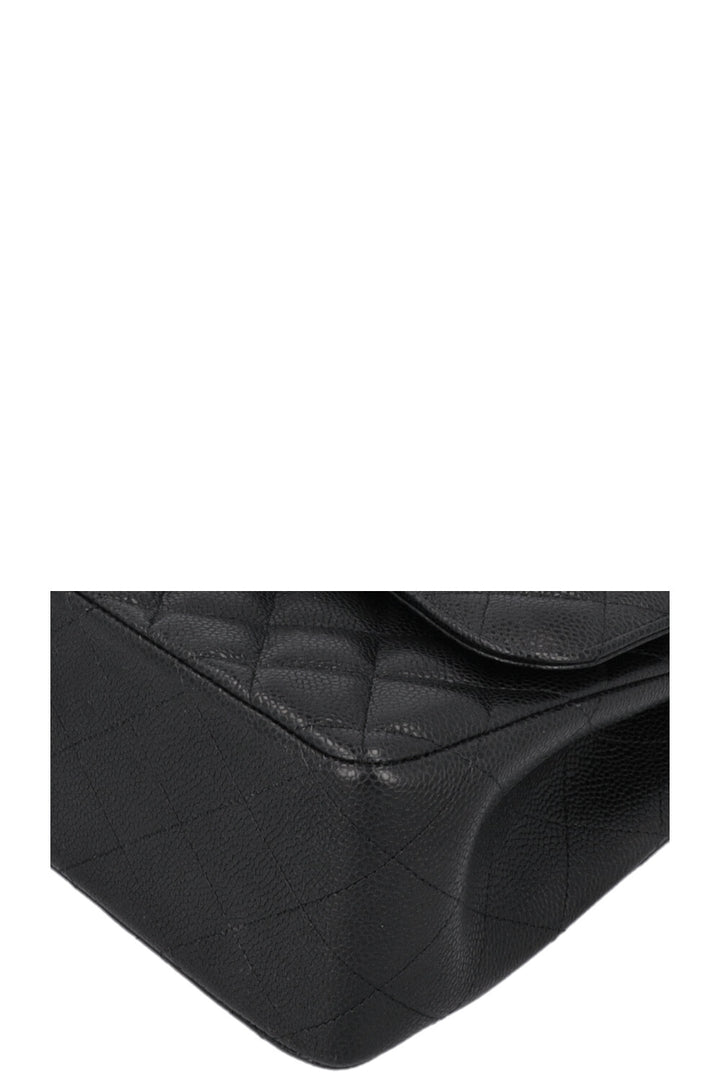CHANEL Large Double Flap Caviar Leather Black
