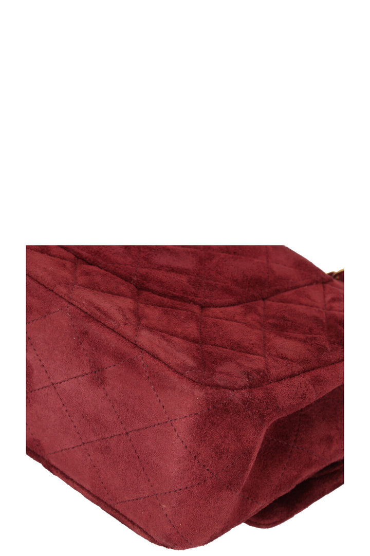 CHANEL Vintage Double Flap Bag Suede Burgundy