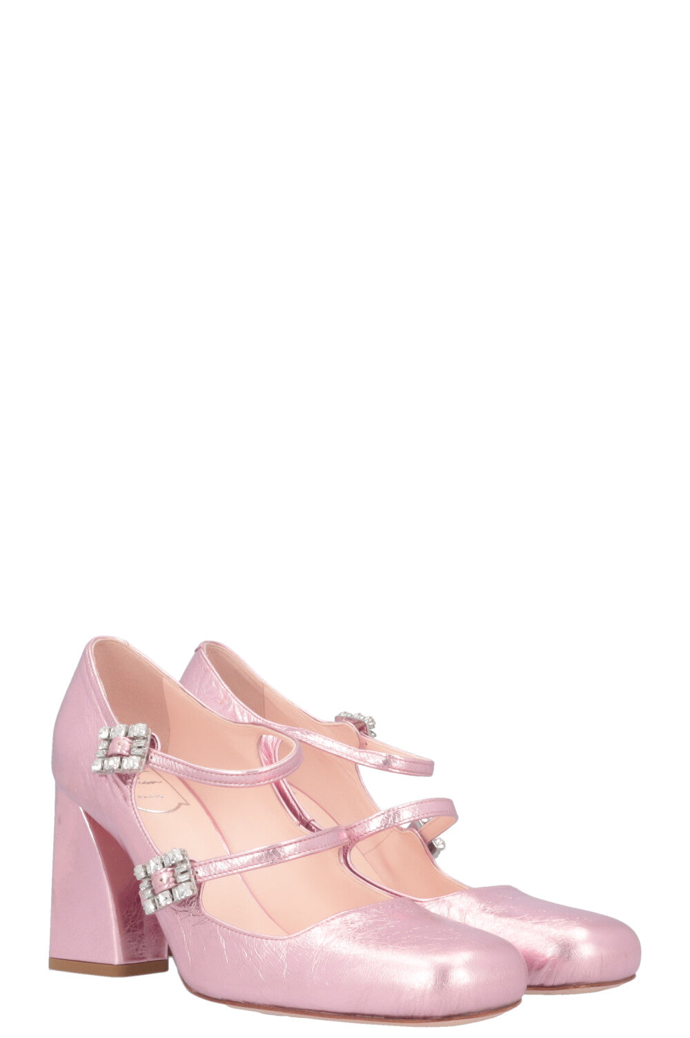 Roger Vivier★Tres Vivier クリスタル付 サテン ミュール PINK Très Vivier Sandals in patent leather Off White Woman