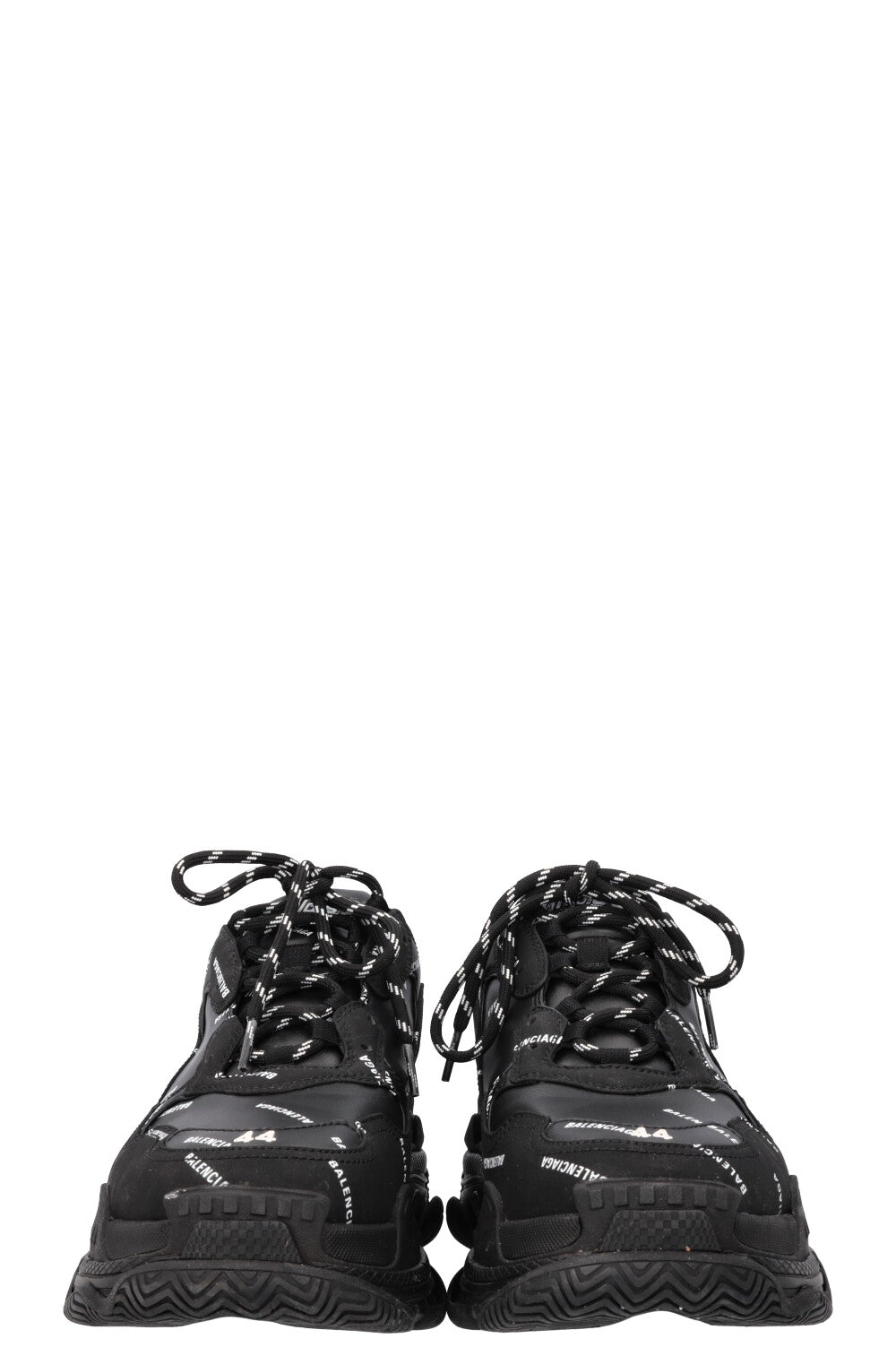 BALENCIAGA All Over Logo Triple S Black White