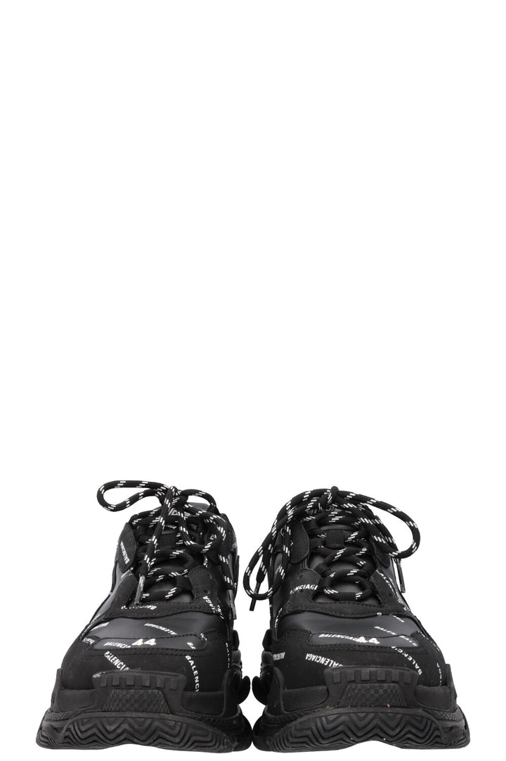 BALENCIAGA All Over Logo Triple S Black White