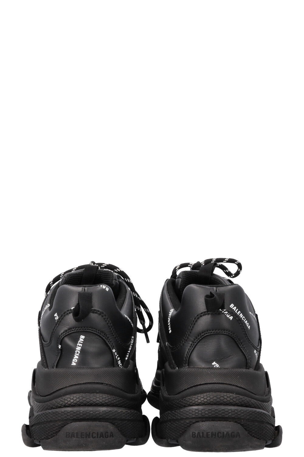 BALENCIAGA All Over Logo Triple S Black White