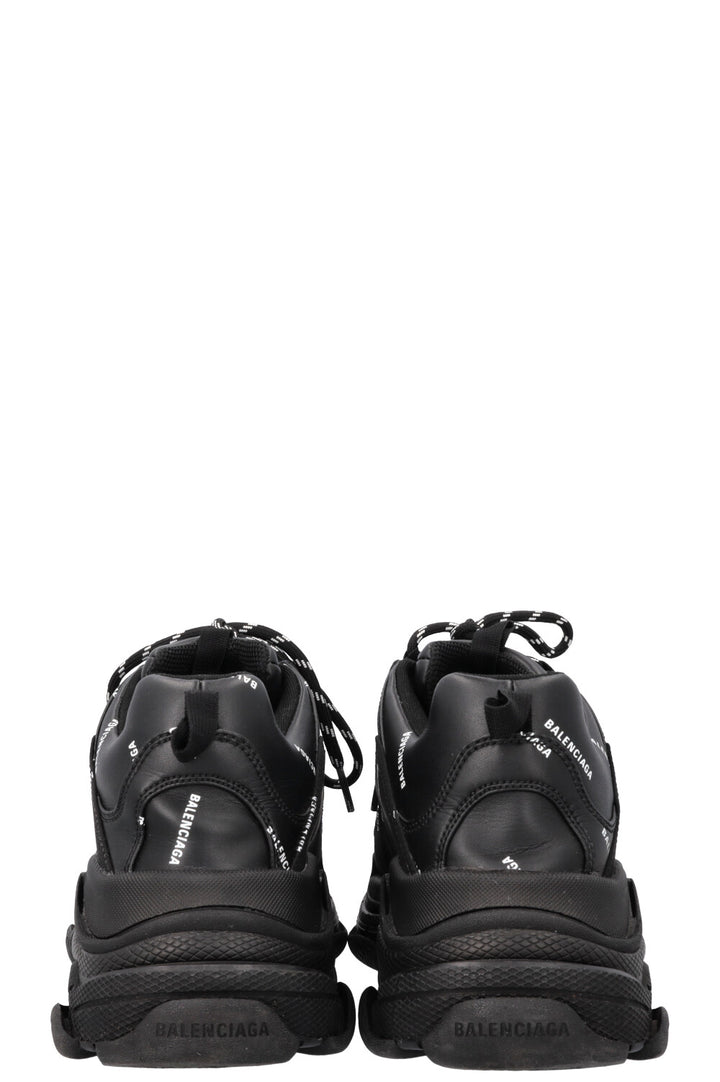 BALENCIAGA All Over Logo Triple S Black White