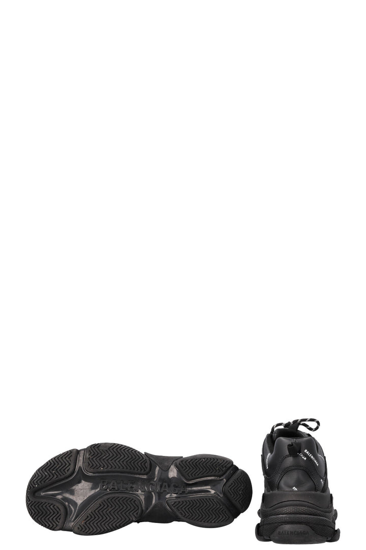 BALENCIAGA All Over Logo Triple S Black White