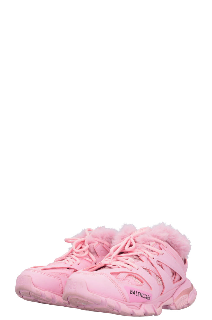 BALENCIAGA Track Faux Fur Sneakers Pink