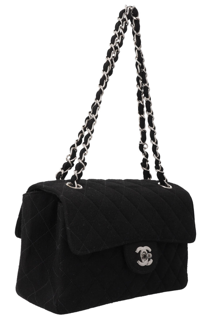 CHANEL Small Double Sided Flap Bag Jersey Black