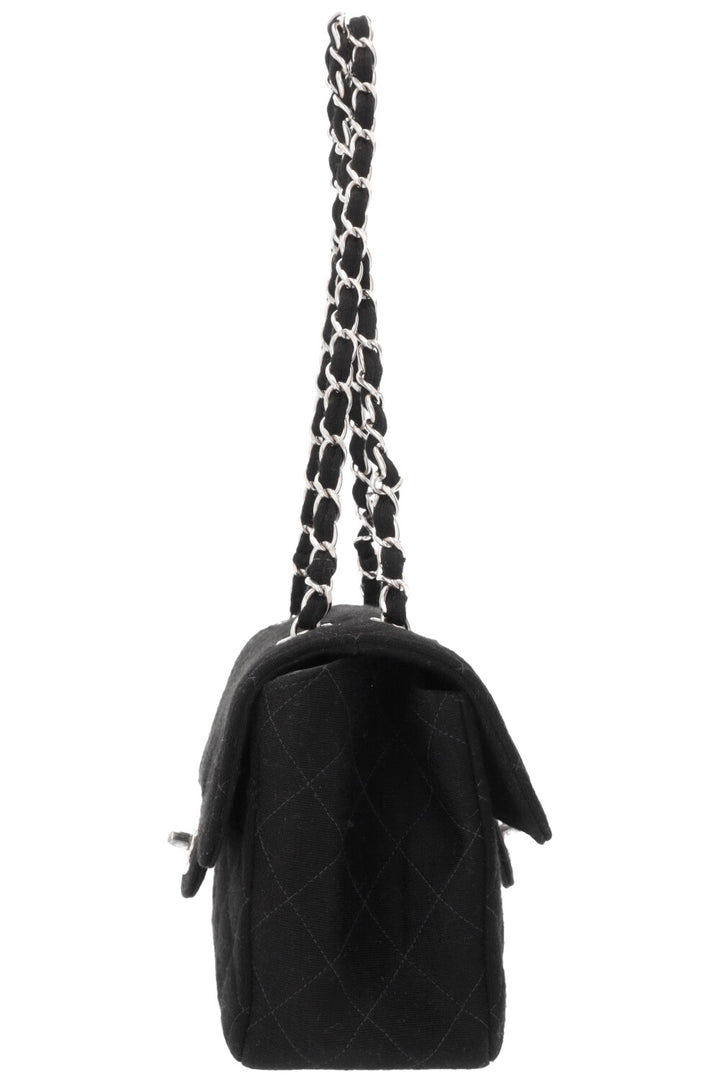 CHANEL Small Double Sided Flap Bag Jersey Black