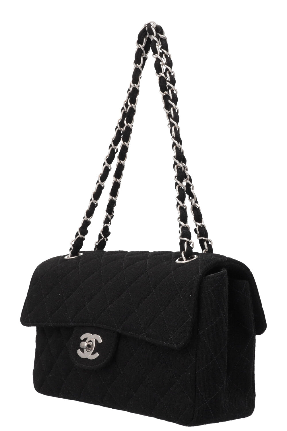 CHANEL Small Double Sided Flap Bag Jersey Black
