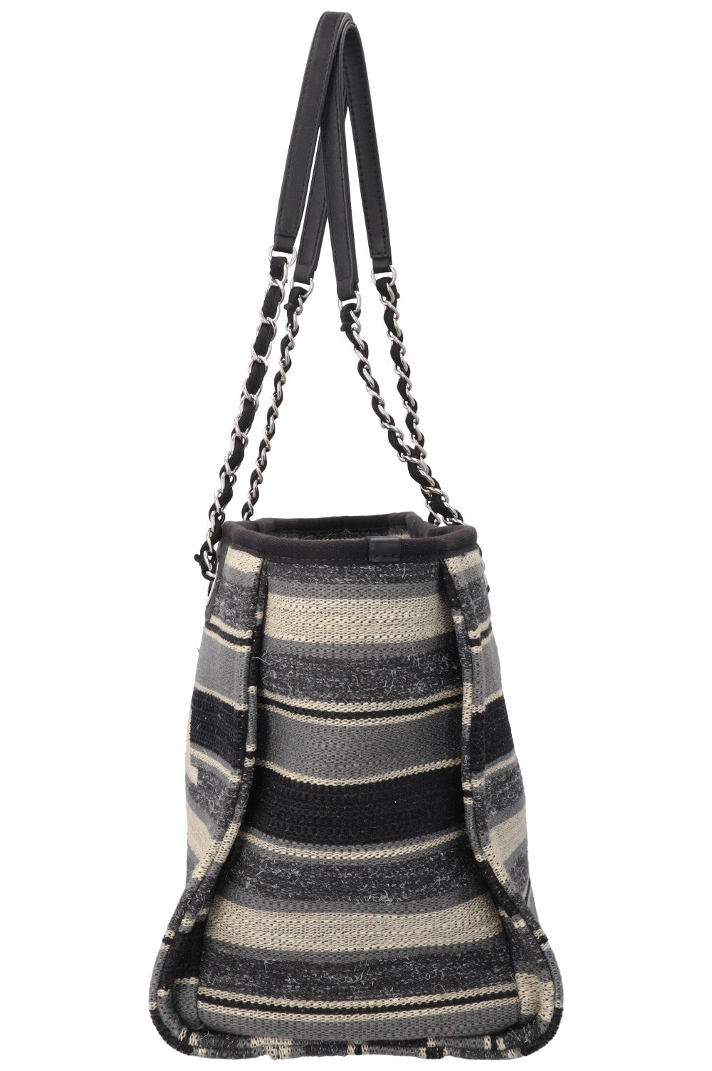 CHANEL Small Deauville Tote Bag Striped Blue