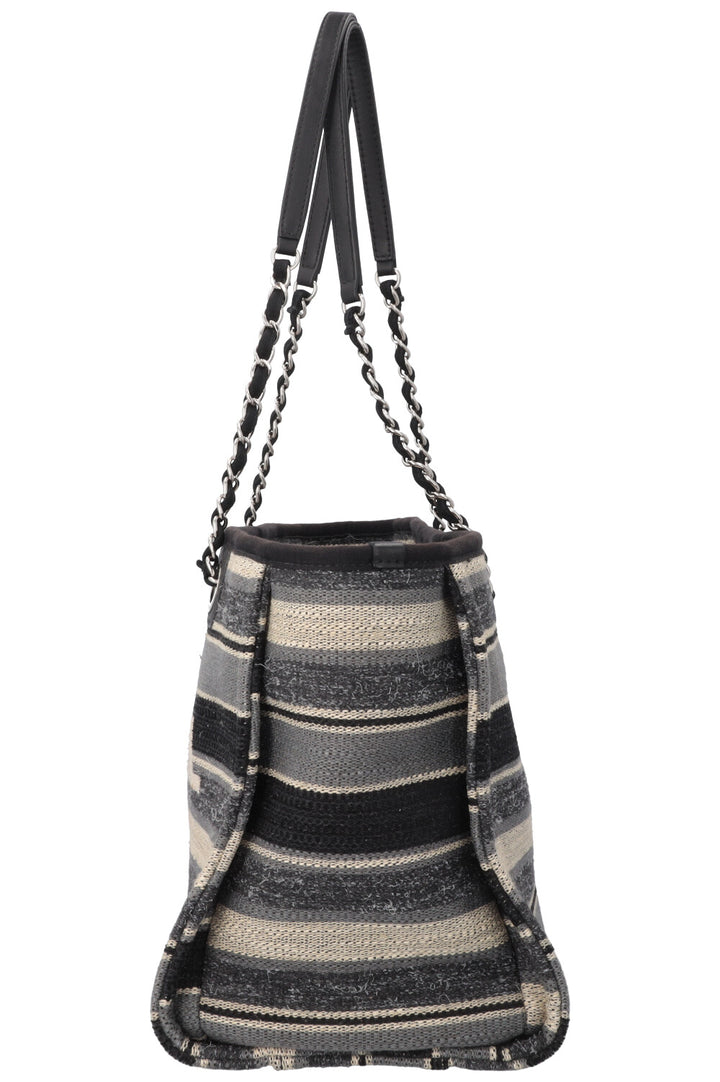 CHANEL Small Deauville Tote Bag Striped Blue