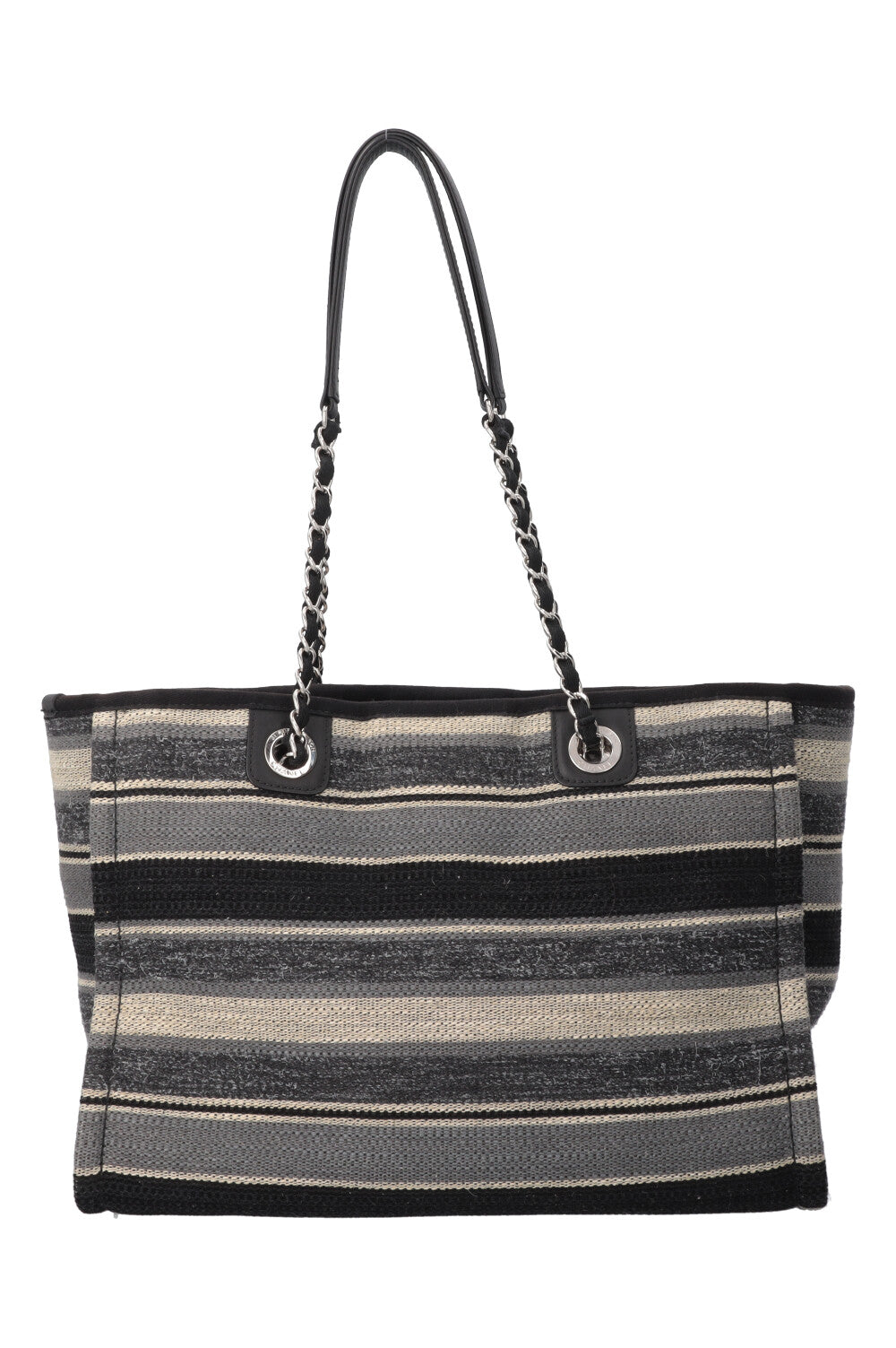 CHANEL Small Deauville Tote Bag Striped Blue