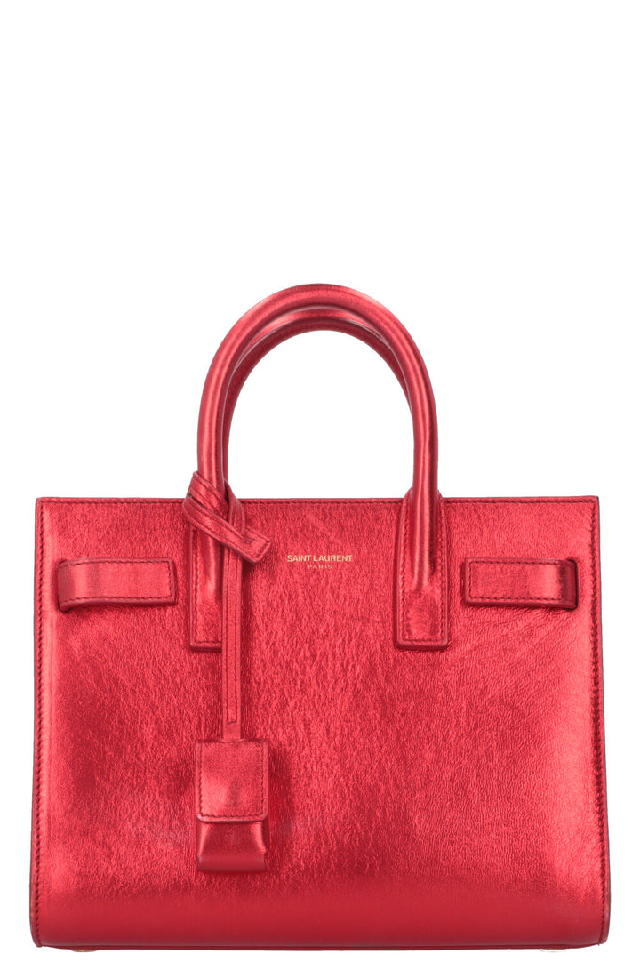 SAINT LAURENT Nano Sac De Jour Metallic Red