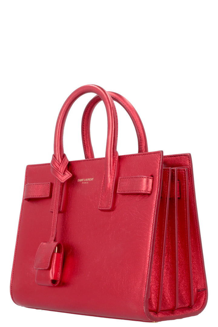 SAINT LAURENT Nano Sac De Jour Metallic Red