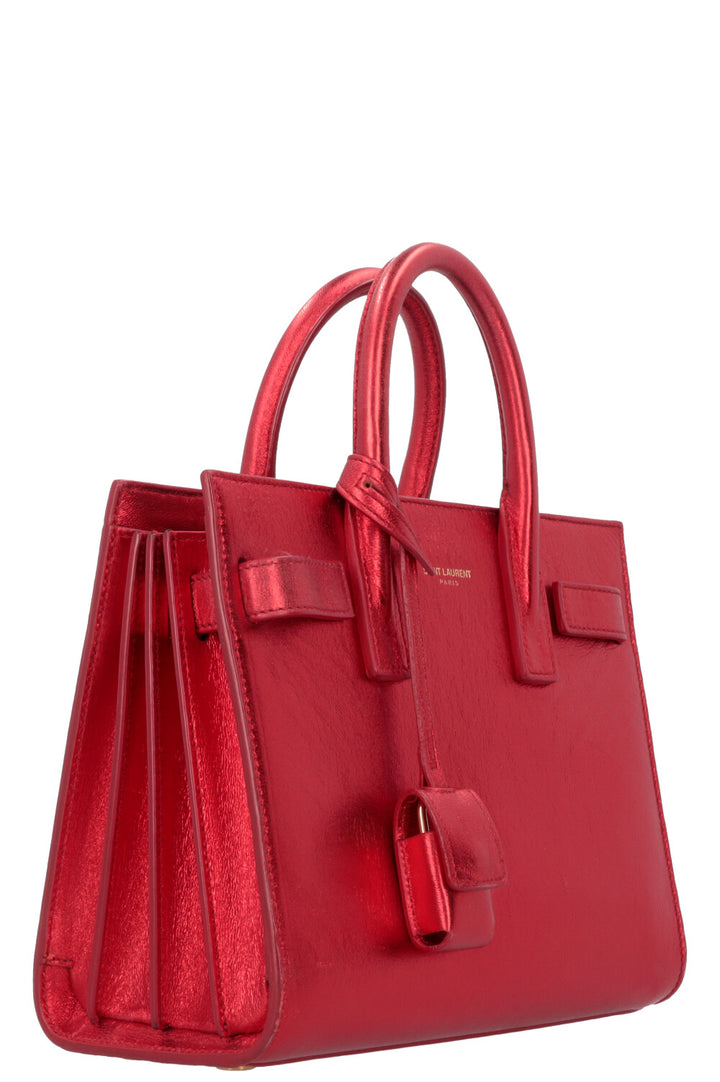 SAINT LAURENT Nano Sac De Jour Metallic Red
