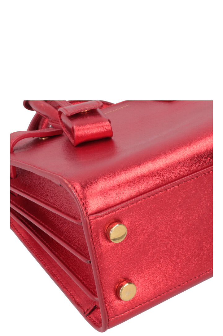 SAINT LAURENT Nano Sac De Jour Metallic Red