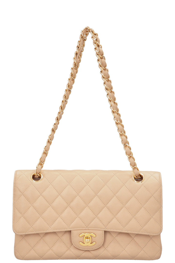 CHANEL Double Flap Bag Medium Caviar Beige