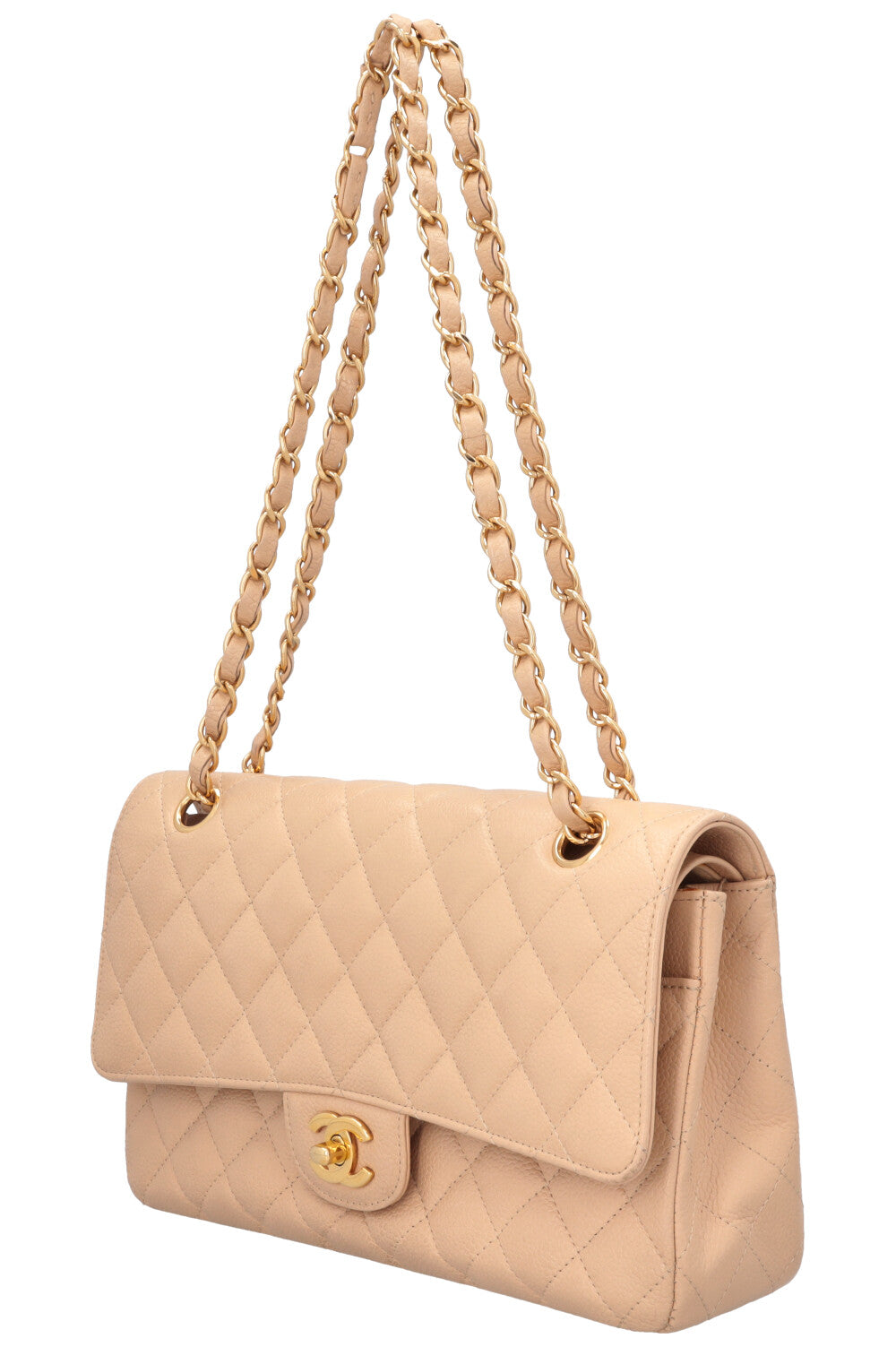CHANEL Double Flap Bag Medium Caviar Beige