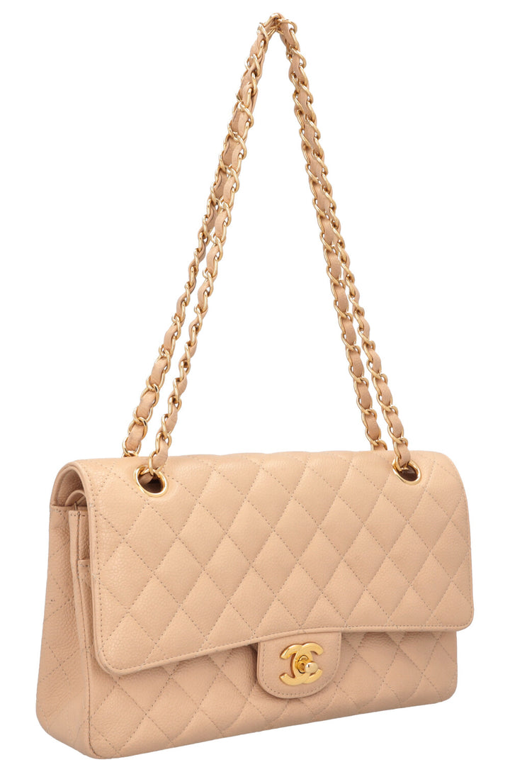 CHANEL Double Flap Bag Medium Caviar Beige