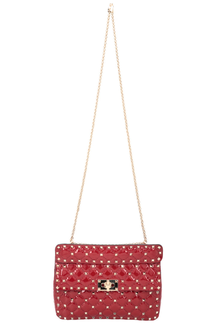 VALENTINO Rockstud Spike Medium Crossbody Bag Patent Red