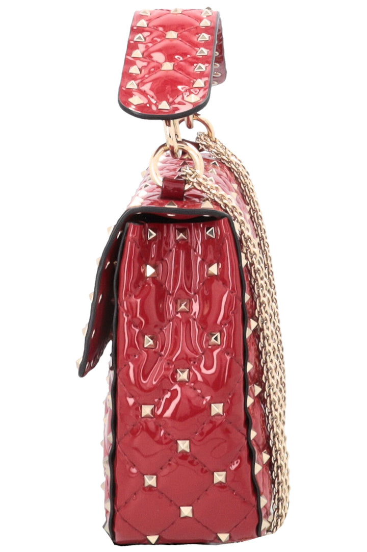 VALENTINO Rockstud Spike Medium Crossbody Bag Patent Red