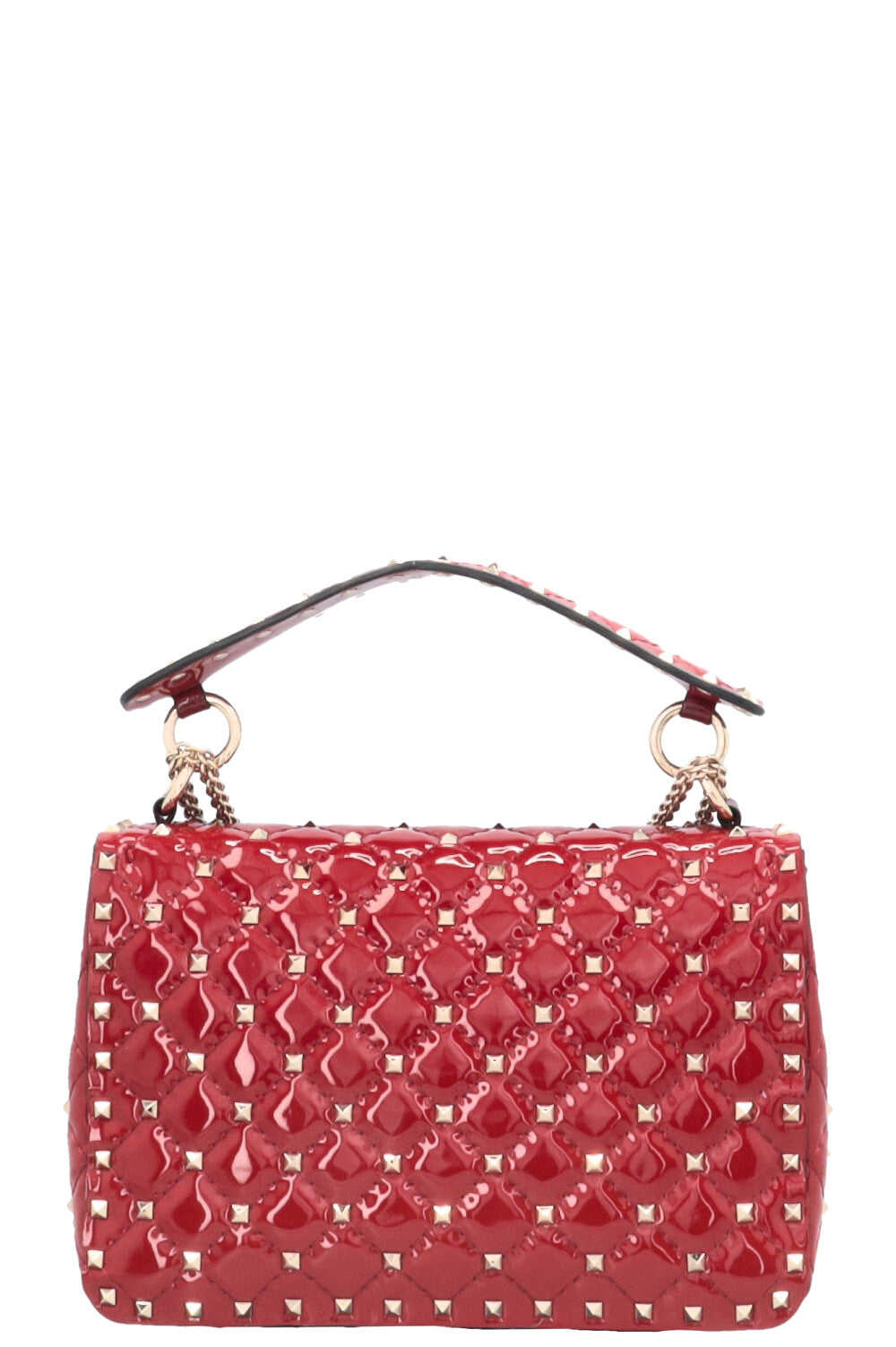 VALENTINO Rockstud Spike Medium Crossbody Bag Patent Red