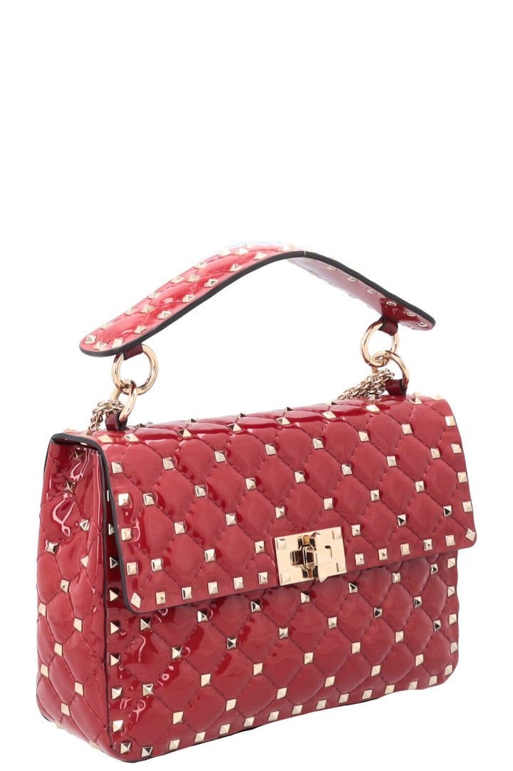 VALENTINO Rockstud Spike Medium Crossbody Bag Patent Red