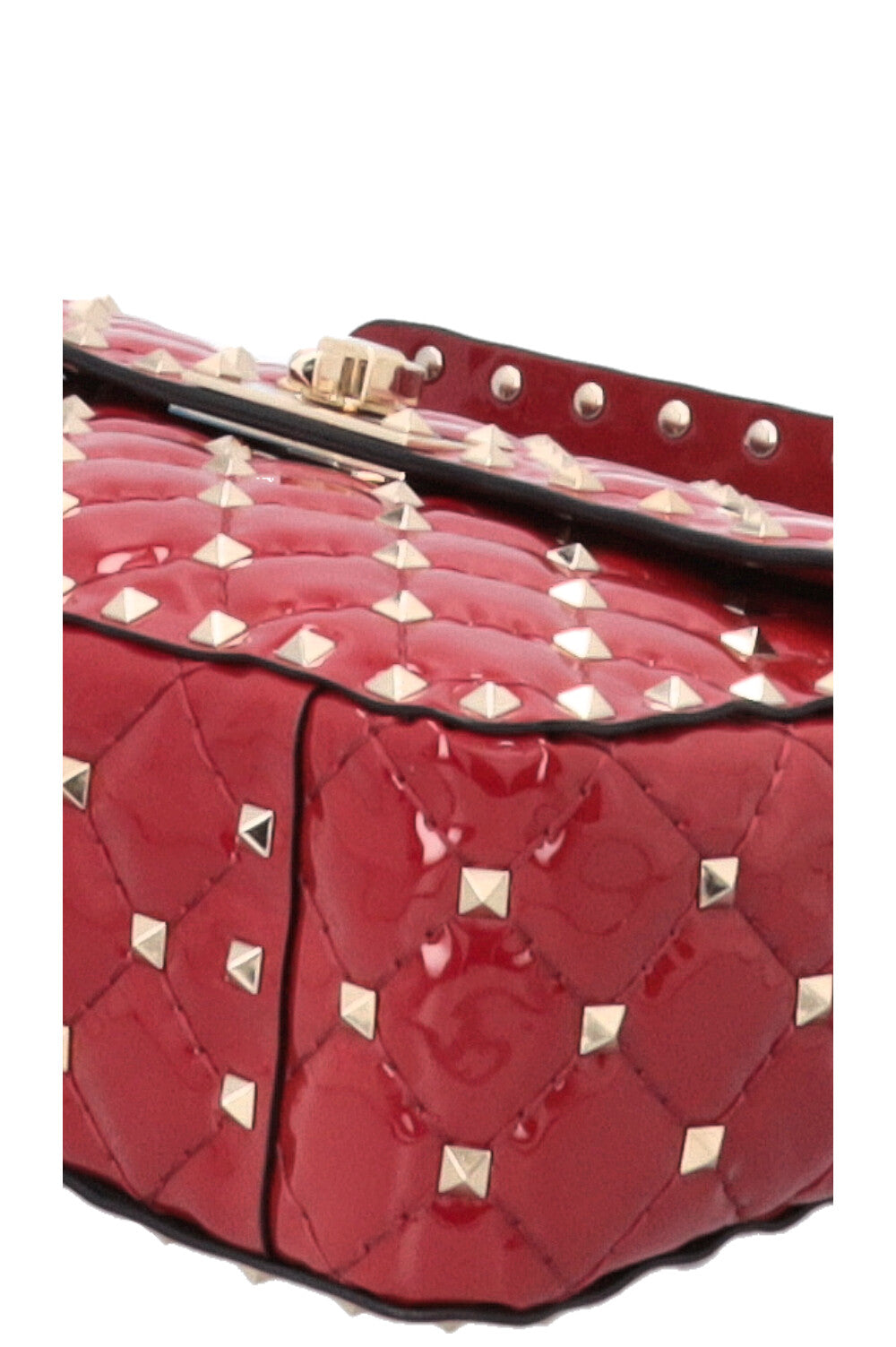 VALENTINO Rockstud Spike Medium Crossbody Bag Patent Red