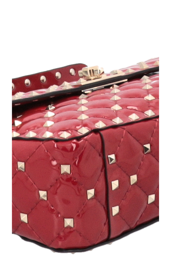 VALENTINO Rockstud Spike Medium Crossbody Bag Patent Red