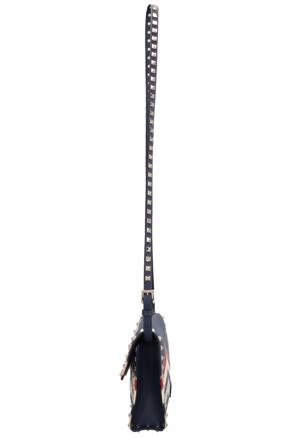 VALENTINO Rockstud Zig Zag Crossbody Bag, Navy, Red, White