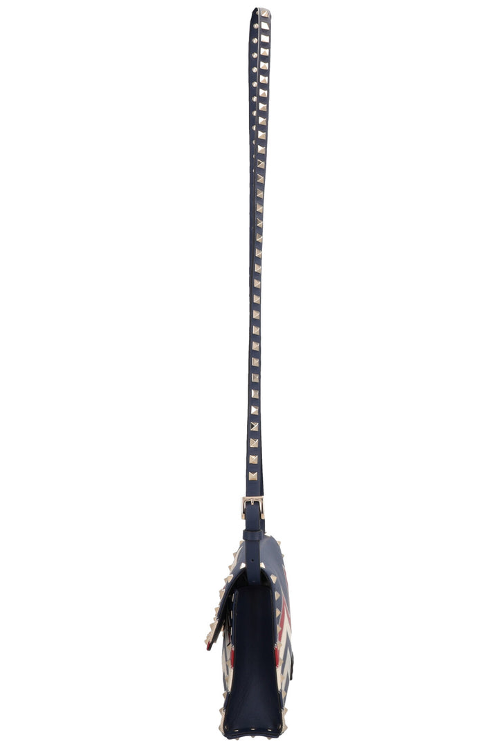 VALENTINO Rockstud Zig Zag Crossbody Bag, Navy, Red, White