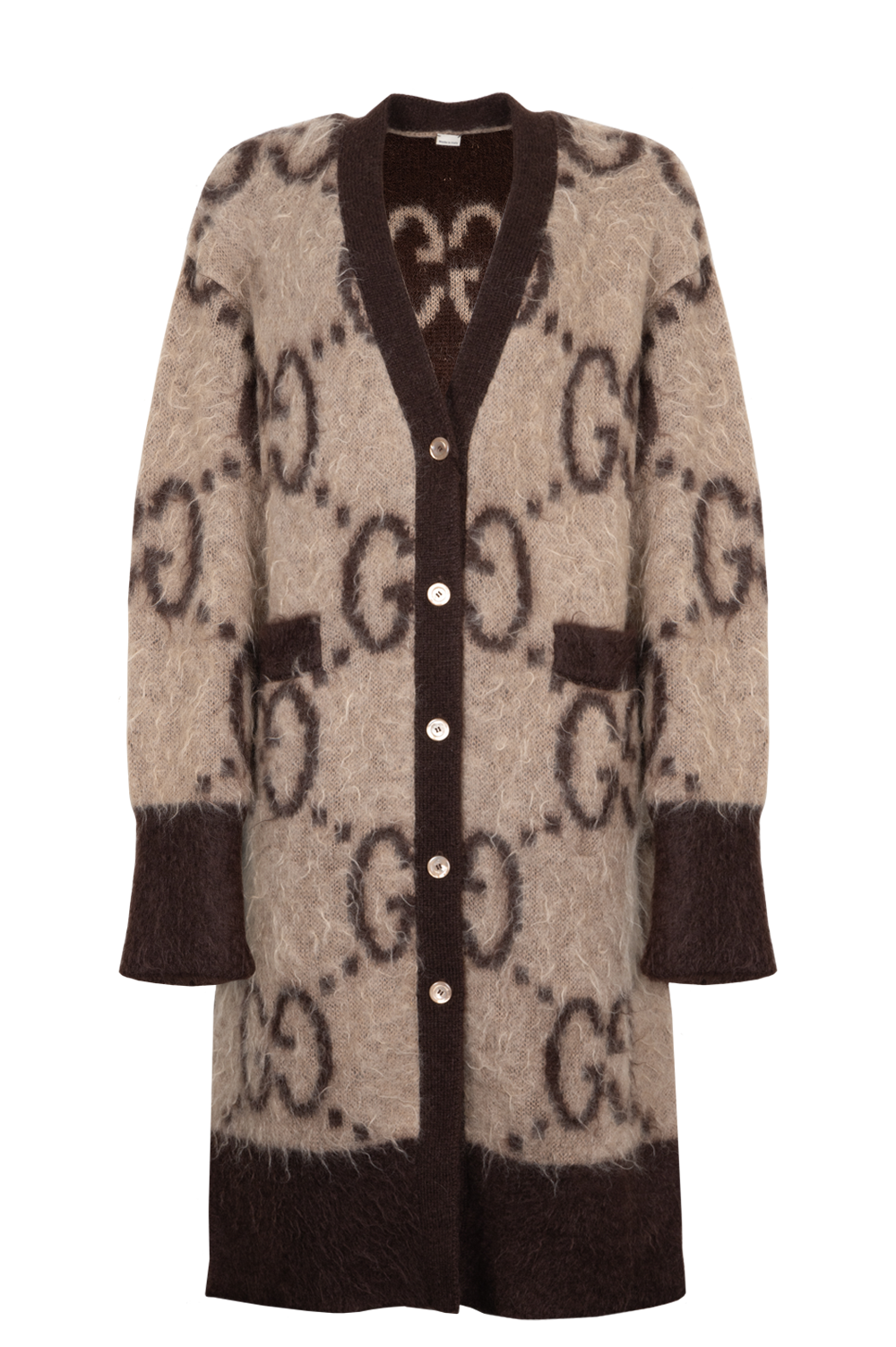 GUCCI Reversible GG Knit Cardigan Mohair Brown – REAWAKE