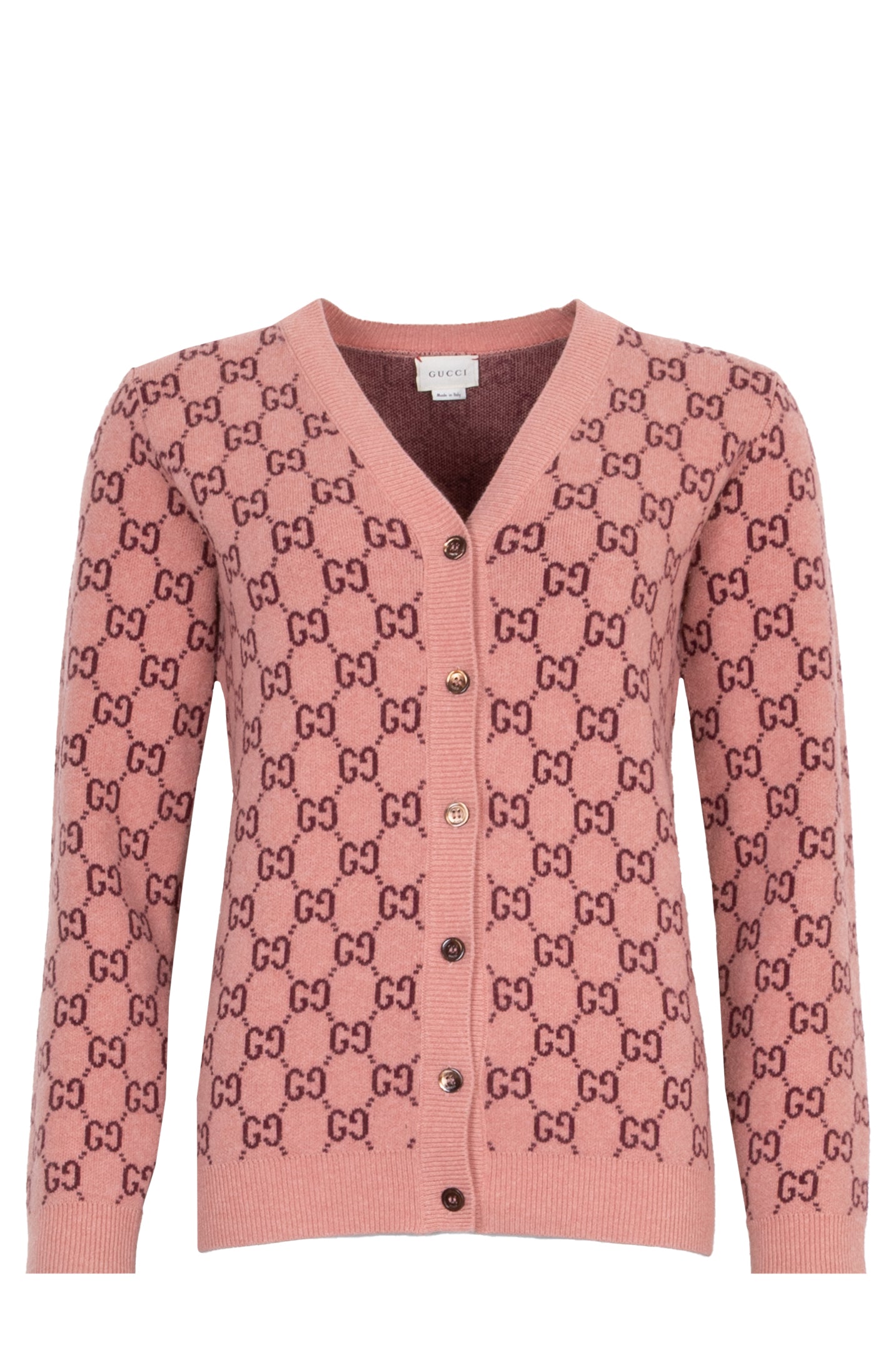 GUCCI GG Knit Cardigan Wool Pink – REAWAKE - Main Image