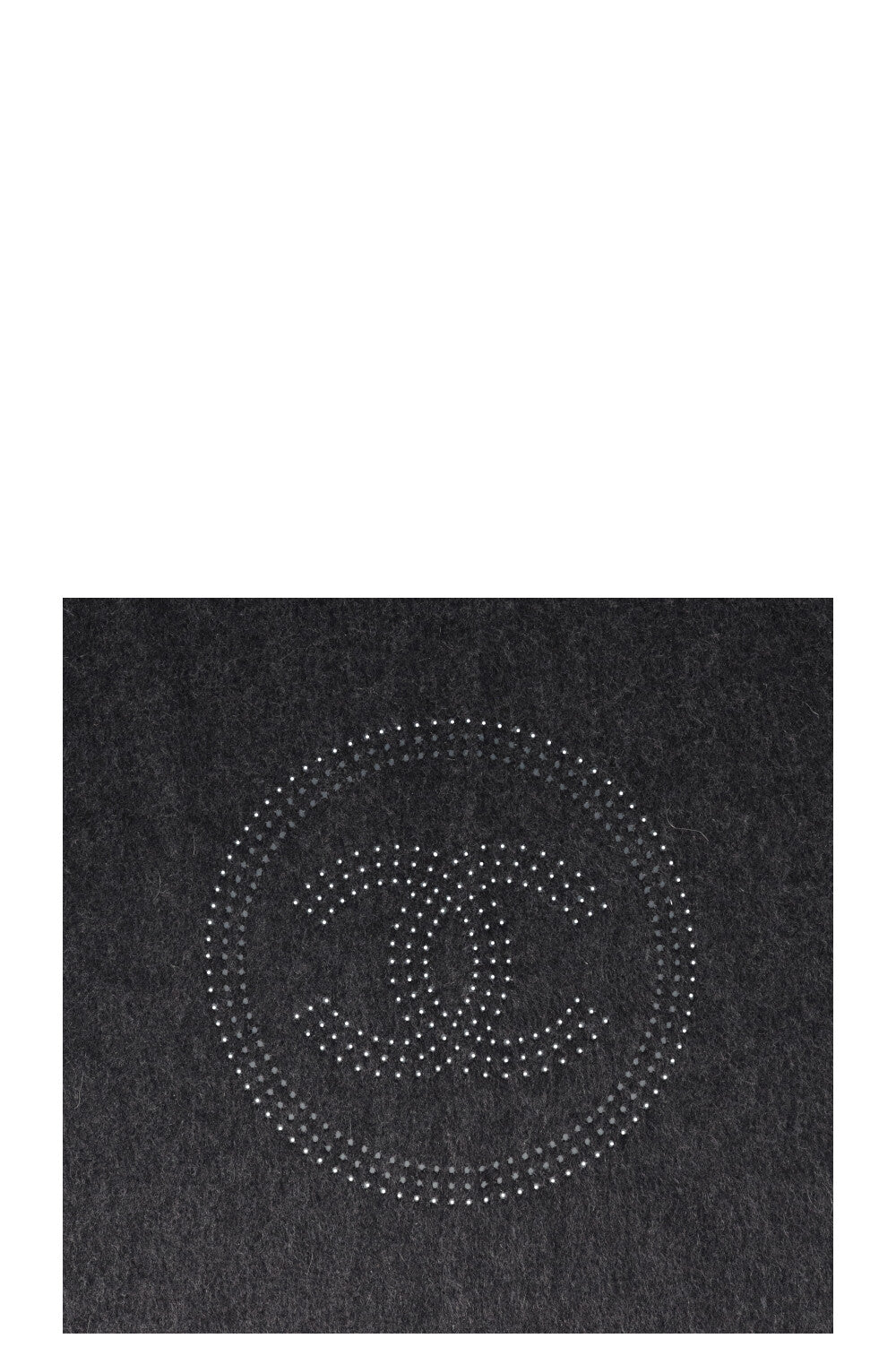 CHANEL Leaser Cut CC Fringed Scarf Grey Cashmere