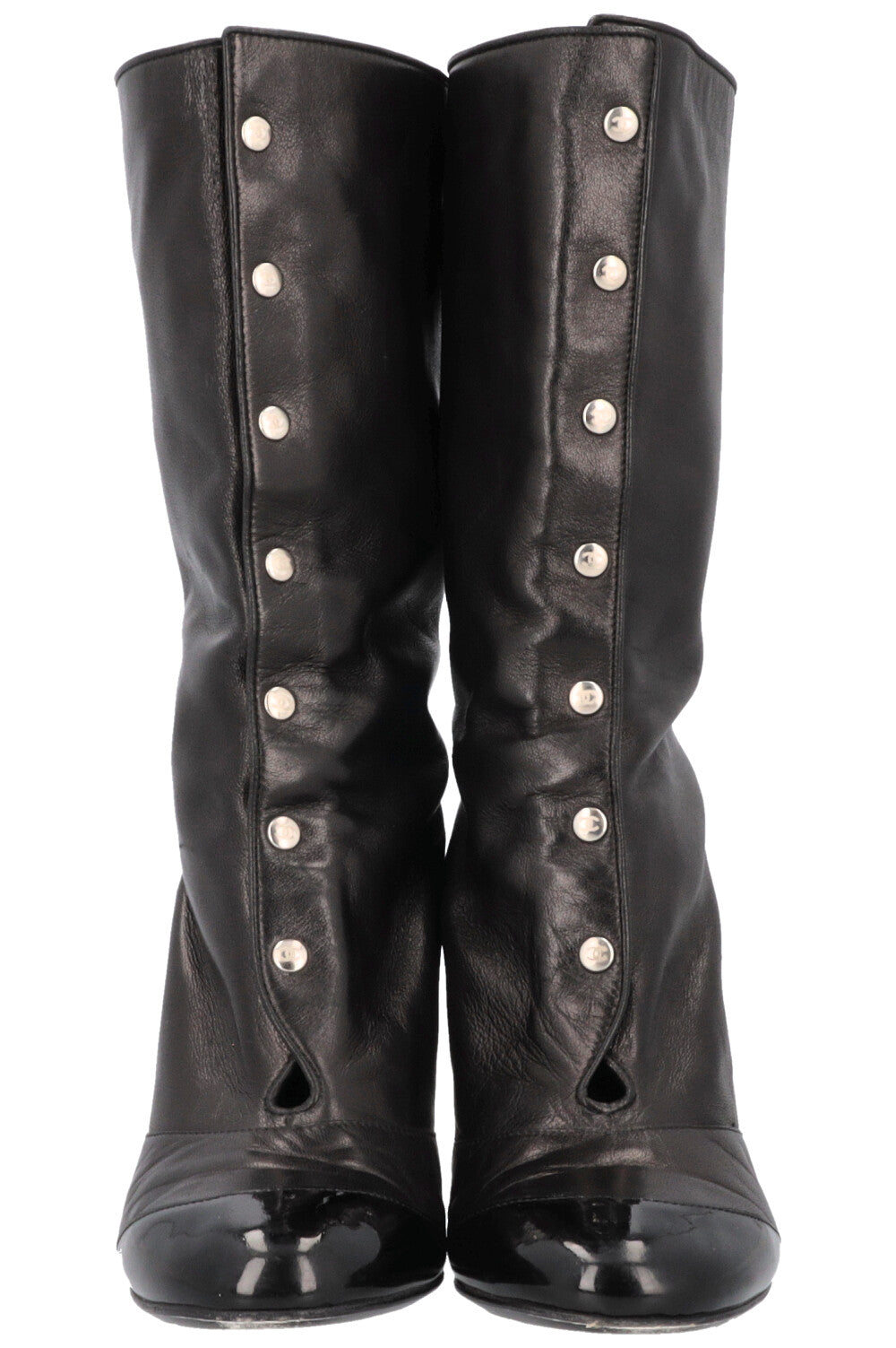 CHANEL Button Up Ankle Boots Black