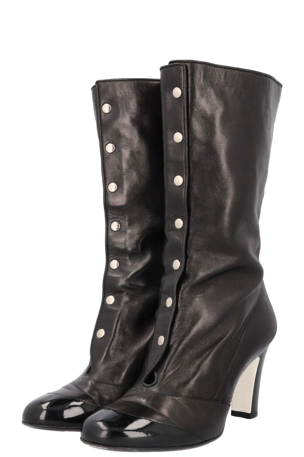CHANEL Button Up Ankle Boots Black