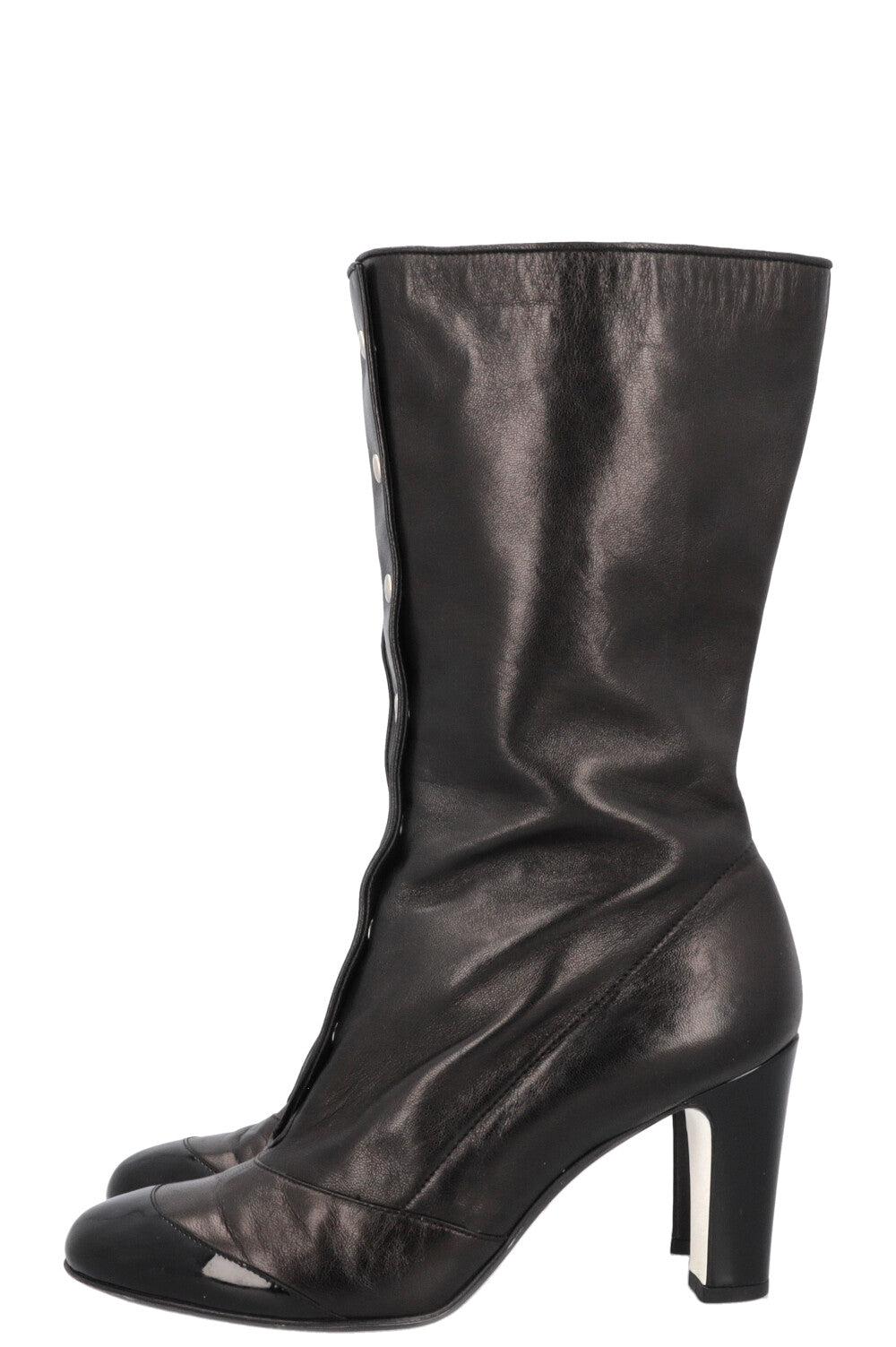 CHANEL Button Up Ankle Boots Black