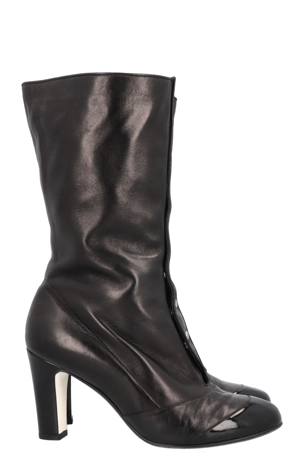 CHANEL Button Up Ankle Boots Black