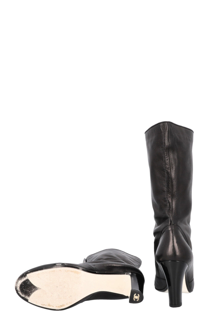 CHANEL Button Up Ankle Boots Black