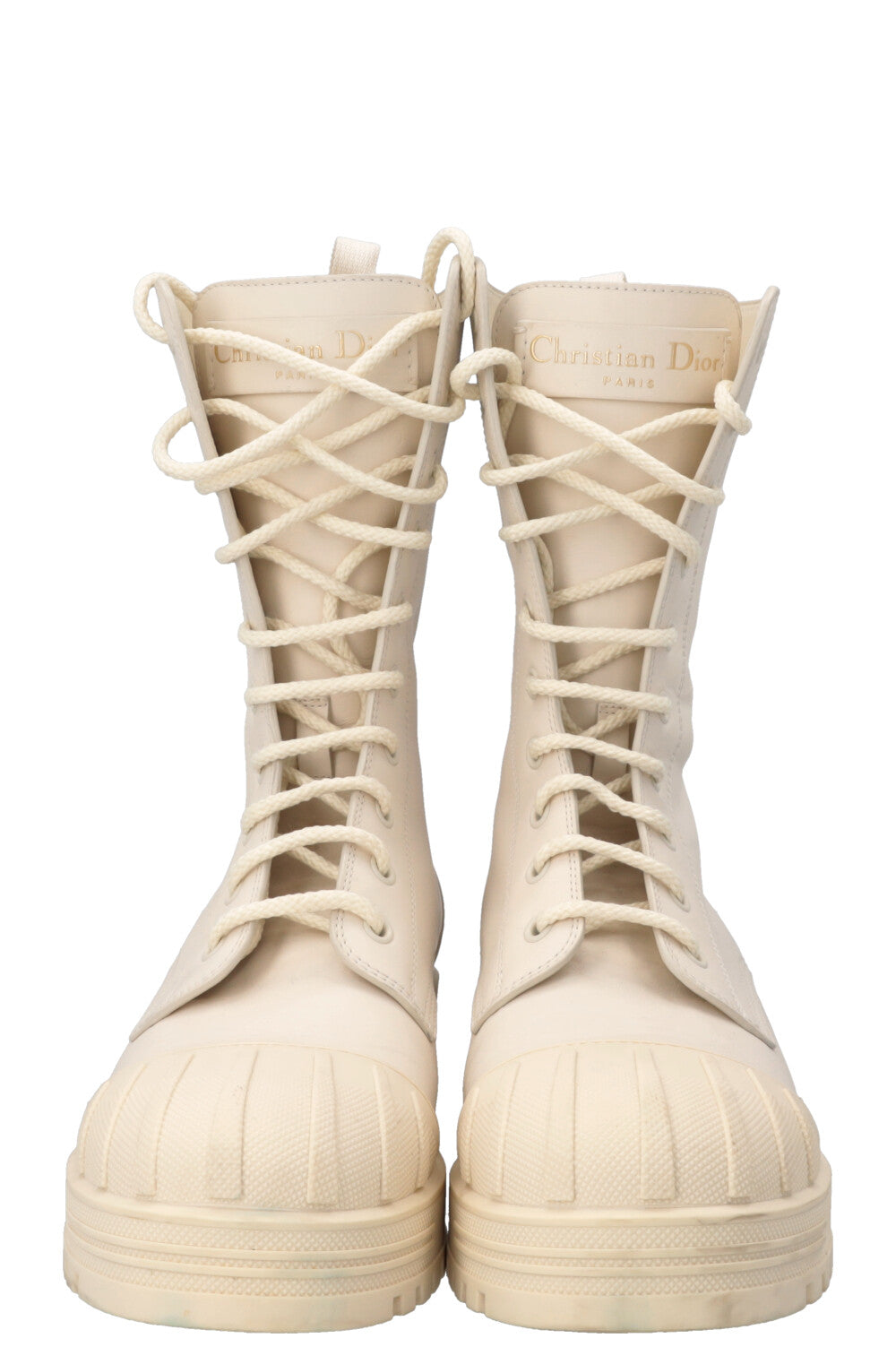CHRISTIAN DIOR Combat Boots PVC Leather Ivory