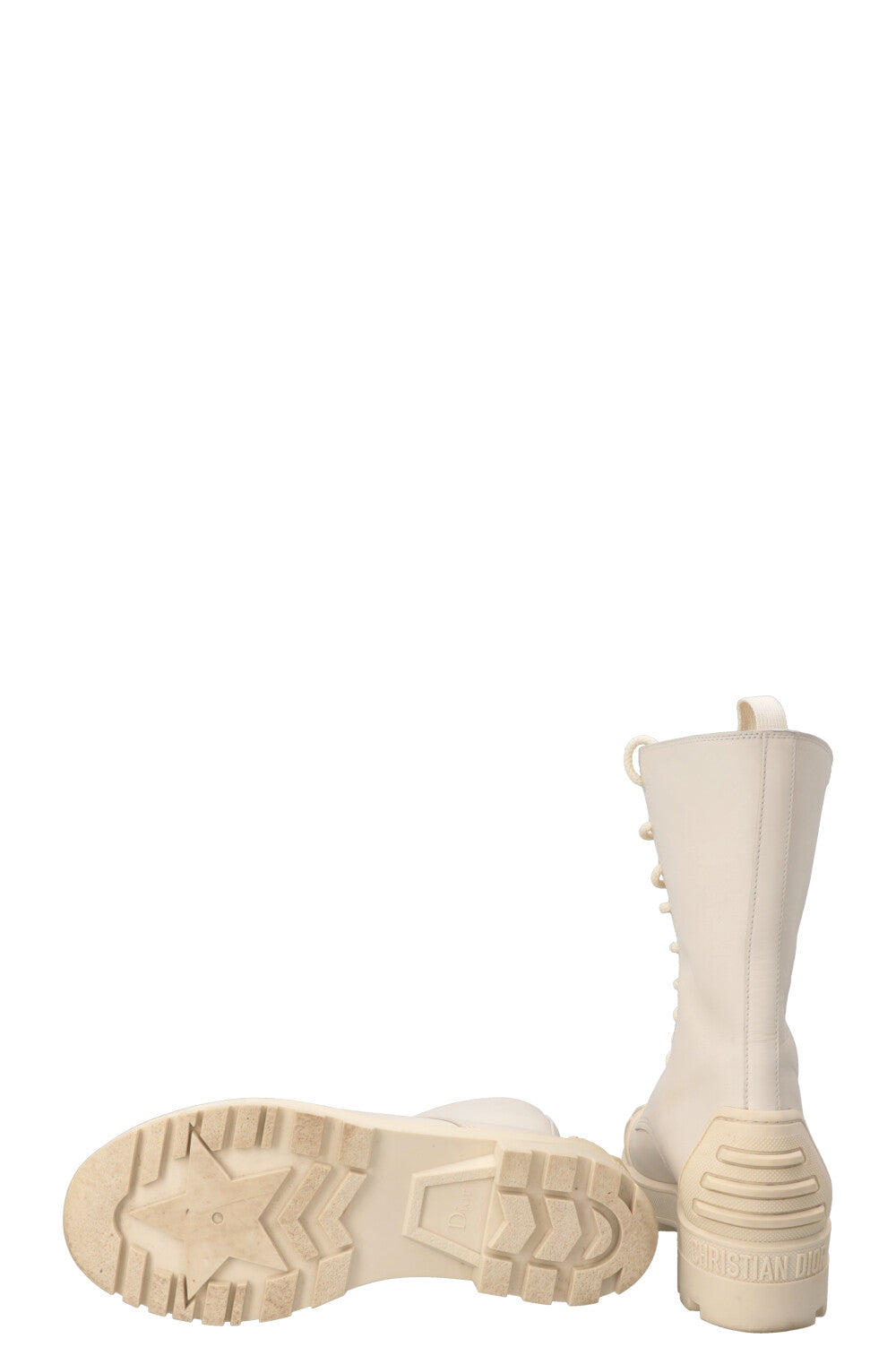 CHRISTIAN DIOR Combat Boots PVC Leather Ivory