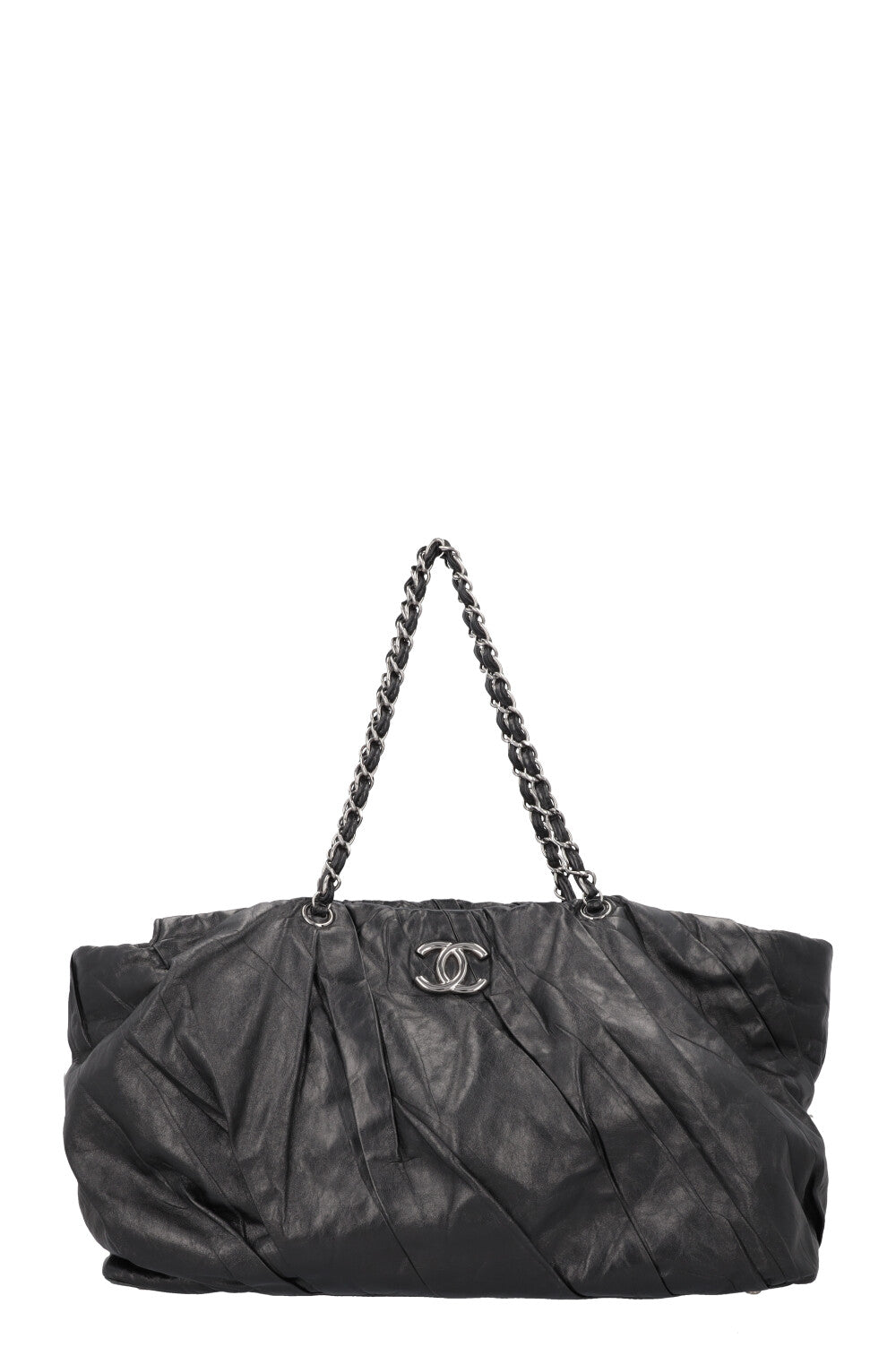CHANEL Large CC Tote Bag Leather Black