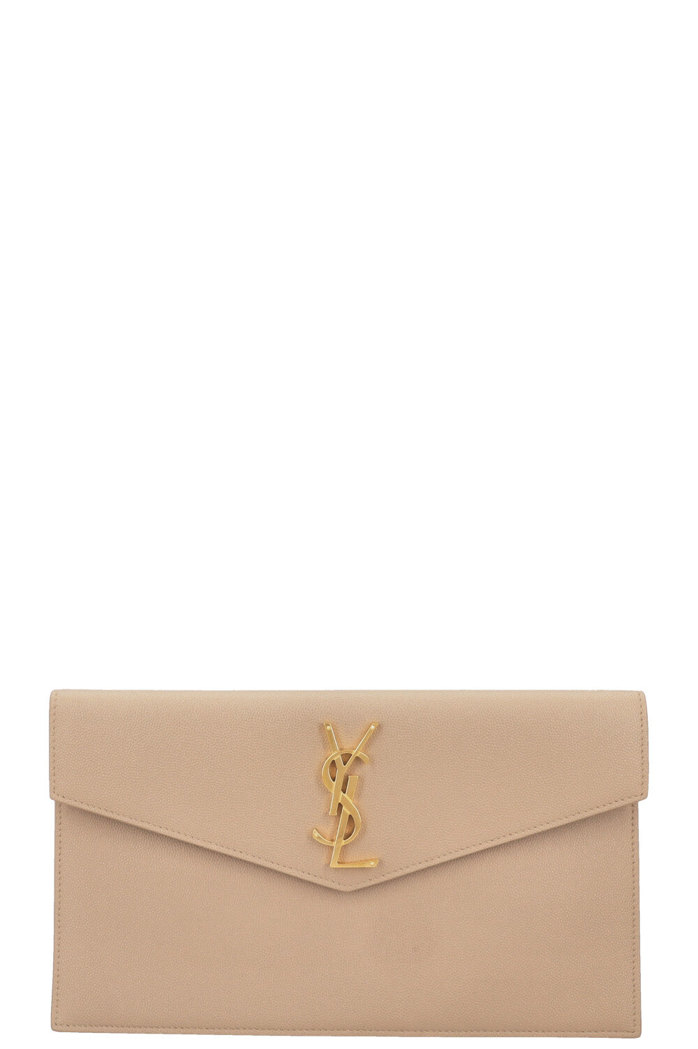 SAINT LAURENT Grain De Poudre Uptown Clutch Beige