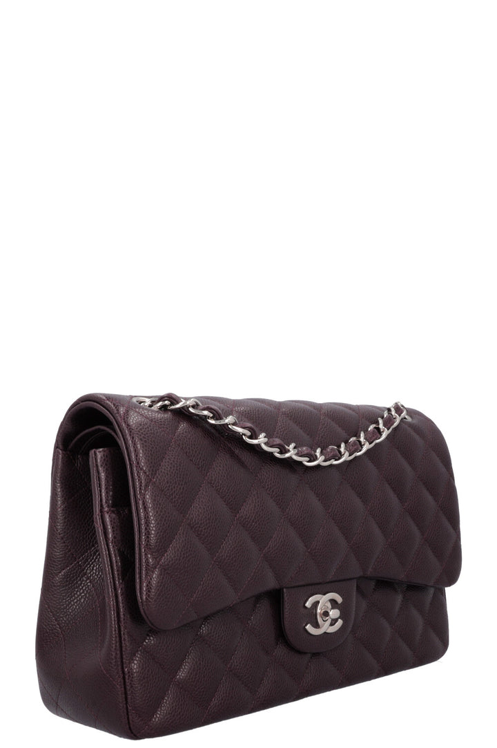 CHANEL Large Double Flap Eggplant Caviar