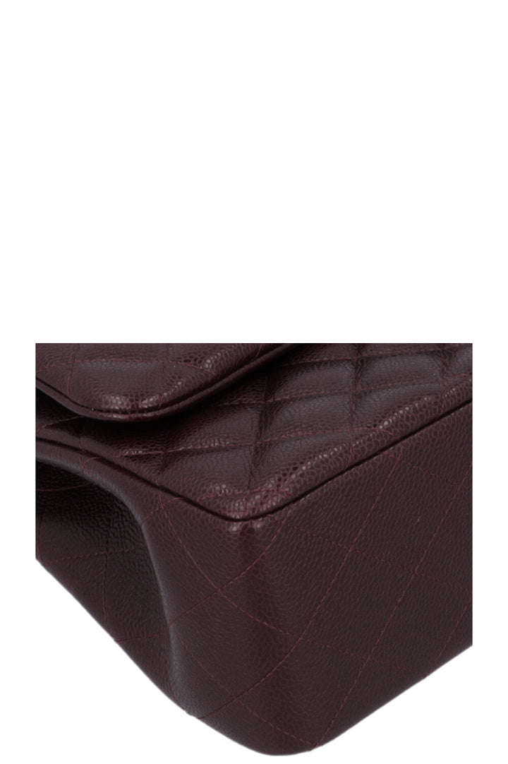 CHANEL Large Double Flap Eggplant Caviar