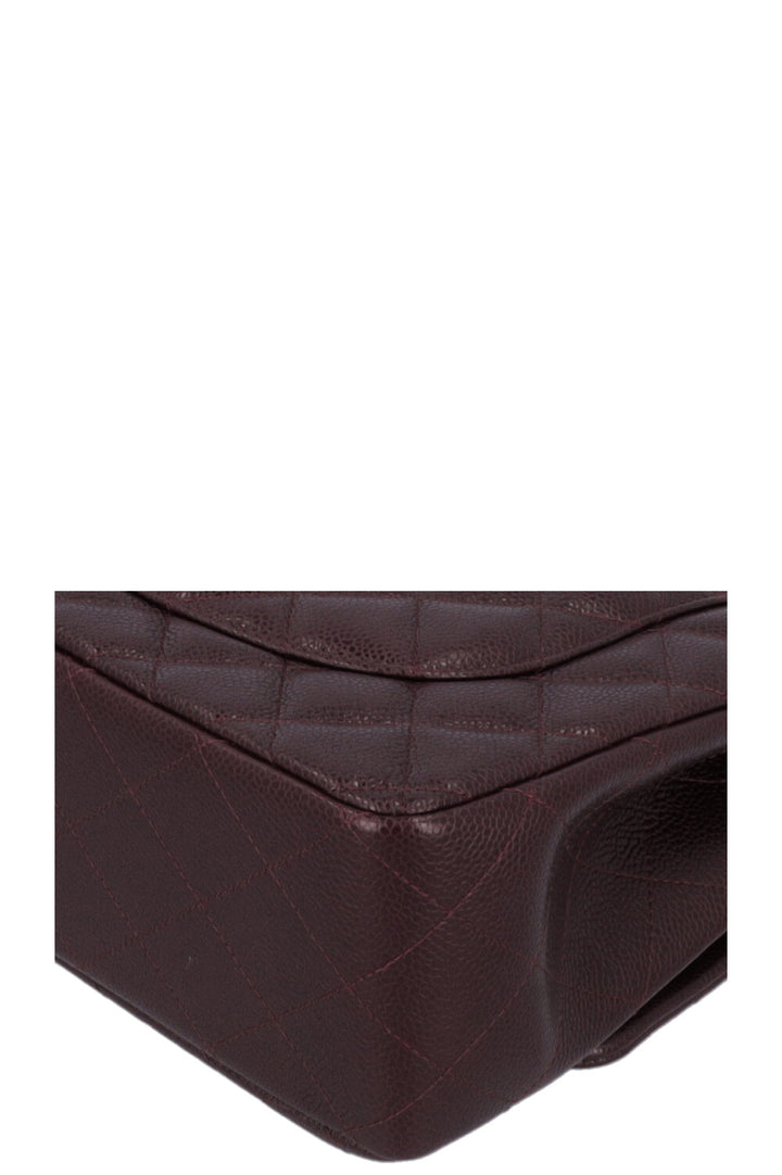 CHANEL Large Double Flap Eggplant Caviar
