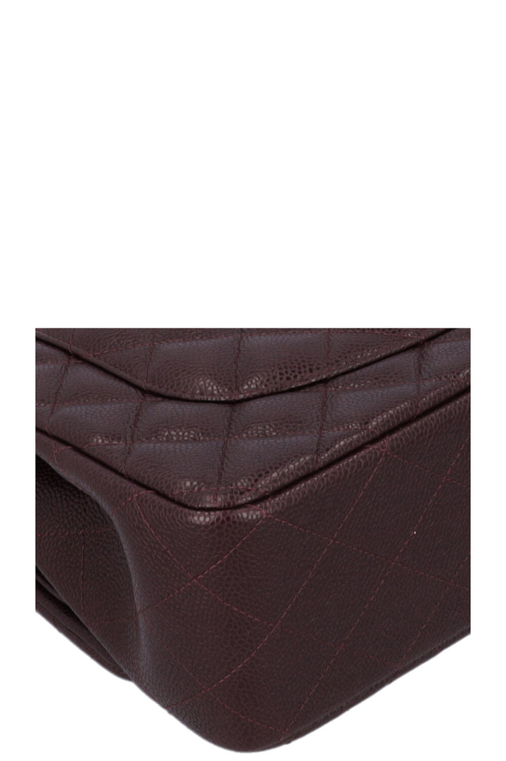 CHANEL Large Double Flap Eggplant Caviar