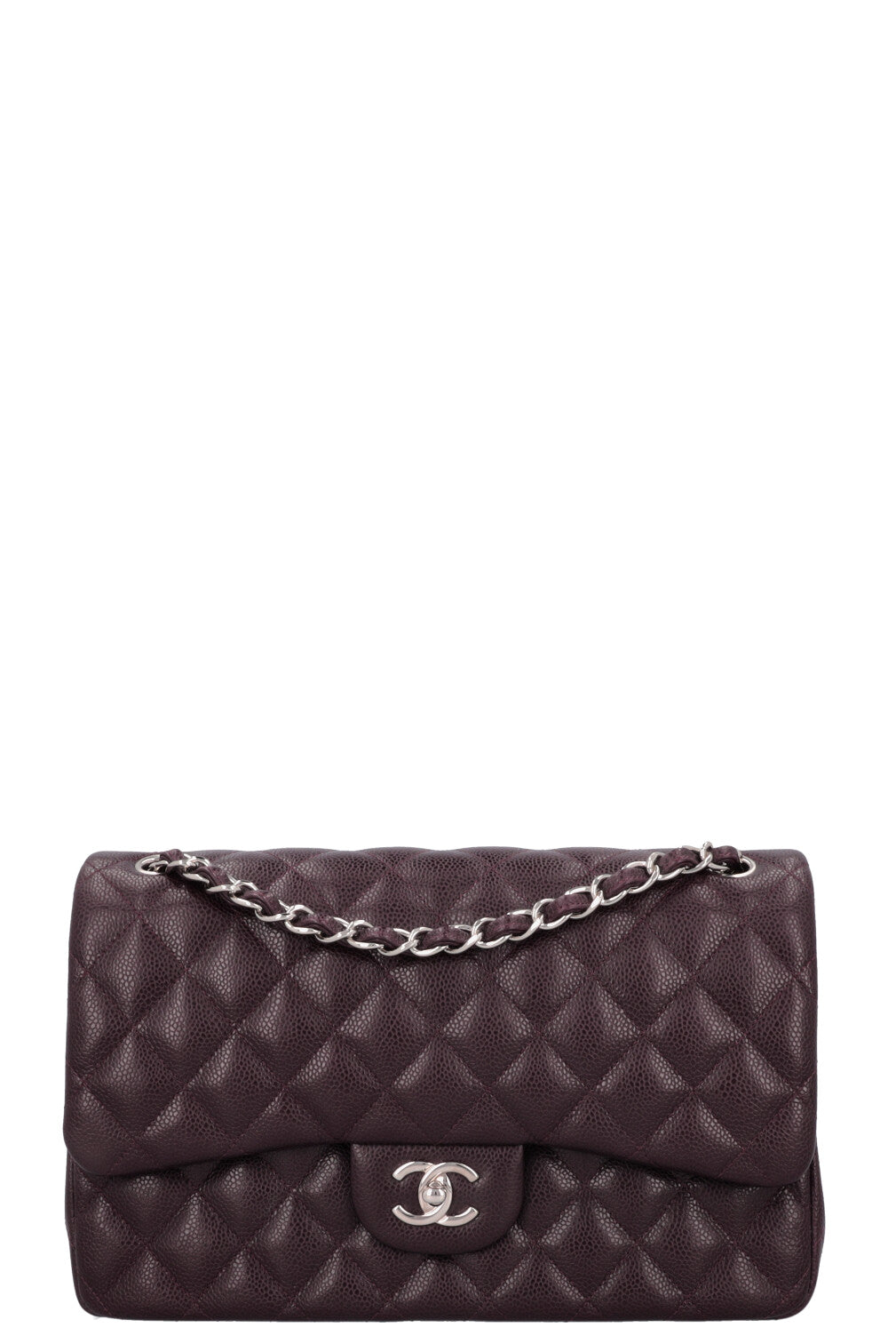 CHANEL Large Double Flap Eggplant Caviar