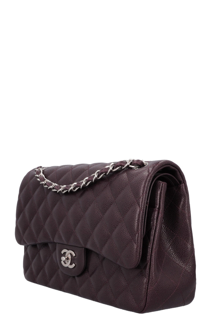 CHANEL Large Double Flap Eggplant Caviar